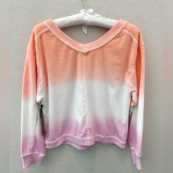 BLACK TAPE | Orange Pink Dip Dye Sweatshirt Terry Cloth NWT | XS - Picture 4 of 8